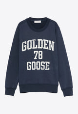 Golden Goose DB Kids Boys Logo Print Crewneck Sweatshirt Blue GKP02214P001948_50361