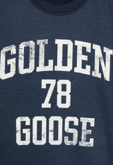 Golden Goose DB Kids Boys Logo Print Crewneck Sweatshirt Blue GKP02214P001948_50361