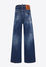 Dsquared2 Diego Wide-Leg Faded Jeans Navy S72LB0826S30664_470