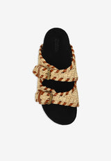 Isabel Marant Lennyo Woven Leather Slides Beige SD0118FAC1B10S_NLCG