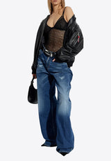 Dsquared2 Logo Jacquard Mesh Top Black D8D805840_001