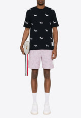 Thom Browne Dog-Embroidery Crewneck T-shirt Navy MJS284E00050_415