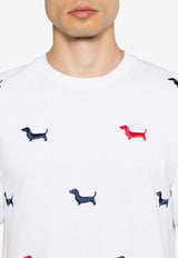 Thom Browne Dog-Embroidery Crewneck T-shirt White MJS284E00050_100