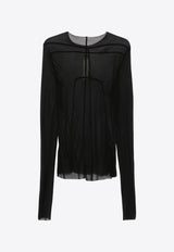 Rick Owens Edfu Long-Sleeved Sheer T-shirt Black RU01E5271JCR_09