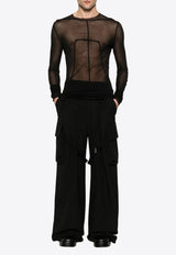 Rick Owens Edfu Long-Sleeved Sheer T-shirt Black RU01E5271JCR_09