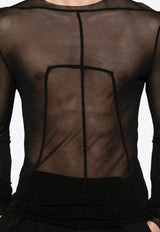 Rick Owens Edfu Long-Sleeved Sheer T-shirt Black RU01E5271JCR_09