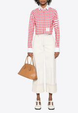 Thom Browne Gingham Check Cropped Shirt Red FLL164CF0945_600