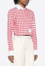 Thom Browne Gingham Check Cropped Shirt Red FLL164CF0945_600