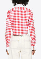 Thom Browne Gingham Check Cropped Shirt Red FLL164CF0945_600