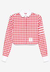 Thom Browne Gingham Check Cropped Shirt Red FLL164CF0945_600