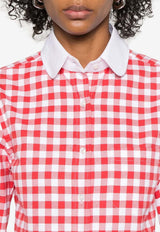 Thom Browne Gingham Check Cropped Shirt Red FLL164CF0945_600