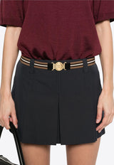 Miu Miu Pleated Mini Skirt with Embroidered-Logo Navy MG2406SOOO12NS_F0008