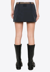 Miu Miu Pleated Mini Skirt with Embroidered-Logo Navy MG2406SOOO12NS_F0008