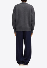AMI PARIS Intarsia Knit Ami De Coeur Wool Sweater Gray BFUKS006018_084