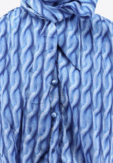 Balenciaga Patterned Draped Midi Dress Blue 814150TRLB4_4011_Blue_32993796