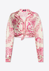Versace Underwater Barocco Print Knotted Shirt Pink 1020307 1A15277 5K660