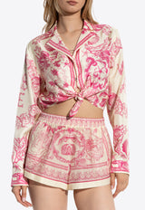 Versace Underwater Barocco Print Knotted Shirt Pink 1020307 1A15277 5K660