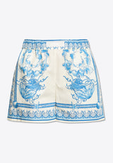 Versace Underwater Barocco Print Mini Shorts Blue 1020416 1A15278 5K650