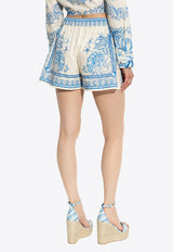 Versace Underwater Barocco Print Mini Shorts Blue 1020416 1A15278 5K650