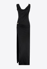 Versace Safety Pin Gathered Maxi Dress Black 1020424 1A12497 1B000