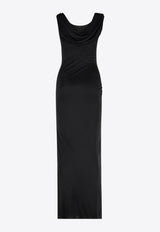 Versace Safety Pin Gathered Maxi Dress Black 1020424 1A12497 1B000