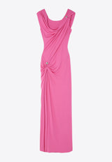 Versace Safety Pin Gathered Maxi Dress Pink 1020424 1A14475 1PV90