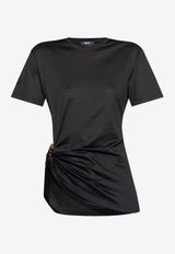 Versace Safety Pin Draped Crewneck T-shirt Black 1020461 1A14818 1B000