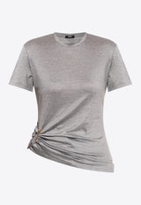 Versace Safety Pin Draped Crewneck T-shirt Gray 1020461 1A14818 1E230