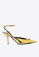 Versace La Medusa 85 Metallic Leather Slingback Pumps Gold 1020479 1A08609 1X00V