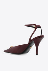 Versace La Medusa 85 Calf Leather Slingback Pumps Burgundy 1020479 1A14835 1RC3V