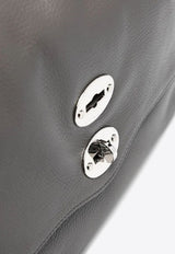 Zanellato Medium Postina Leather Crossbody Bag Gray 0680100040000M_Z0130