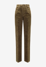 Saint Laurent Clyde Corduroy Straight-Leg Pants Khaki 705103Y29IA3564_HUNTING KAKI_34281007
