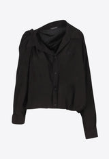 Balenciaga One-Shoulder Poplin Shirt Black 839287TRO371000_Black_34275695