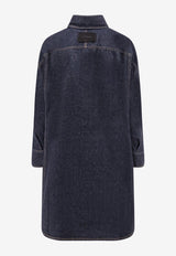 Givenchy Logo Embroidered Cocoon Denim Shirt Denim BW61F1516P401_DARKBLUE_34275659