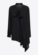 Balenciaga Asymmetric Silk Scarf Blouse Black 839280TIN131000_Black_34275630