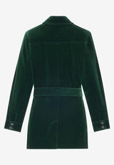 Saint Laurent Saharienne Belted Velvet Jacket Green 835170Y580T3181_EMERAUDE_29849504
