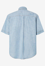 Fendi Logo Patch Short-Sleeved Denim Shirt Blue FS1321AUWXF0LQ0_Blue_34276910