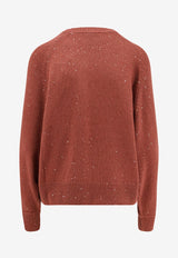 Brunello Cucinelli Rib Knit Sequined Sweater Maroon M73539930C2895_Marsala_34275597