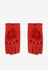 Valentino Fingerless Leather Gloves Red 7W2GAA00LDUAKW_ROUGE PUR/MARRONE/ORO_31123345