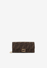 Fendi FF Jacquard Continental Chain Clutch Brown 8M0365A98PF0A6E_Brown_34276964