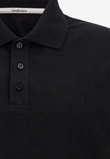 Saint Laurent Cassandre Embroidered Polo T-shirt Black 844845Y37HC1000_Black_29852089