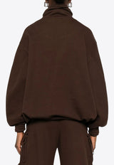 The Attico Rubberized Logo Half-Zip Sweatshirt Brown 251WCB00091JJF007AA_204