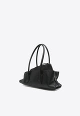 The Attico Small La Passeggiata Leather Shoulder Bag Black 250WAH00058LBT019AA_100