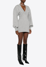 The Attico Rubberized Logo V-neck Mini Dress Gray 251WCA00436JJF003AA_183