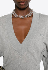 The Attico Rubberized Logo V-neck Mini Dress Gray 251WCA00436JJF003AA_183