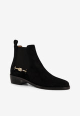 Ferragamo F Buckle Chelsea Boots in Suede Black 01K234784992NERO_Black_29843344