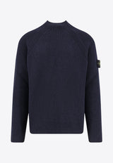 Stone Island Mock-Neck Ribbed Knit Sweater Blue K2S155100023S00L7V0020_Blue_29841395