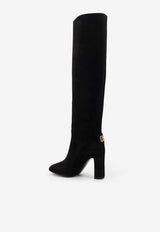 Dolce & Gabbana 80 DG Logo Knee-High Suede Boots Black CU1218A127580999_Black_29844401