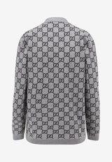 Gucci GG Supreme Intarsia Knit Wool Cardigan Gray 798157XKEJP1045_SMOKE GREY/BLACK_29853427