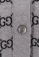 Gucci GG Supreme Intarsia Knit Wool Cardigan Gray 798157XKEJP1045_SMOKE GREY/BLACK_29853427
